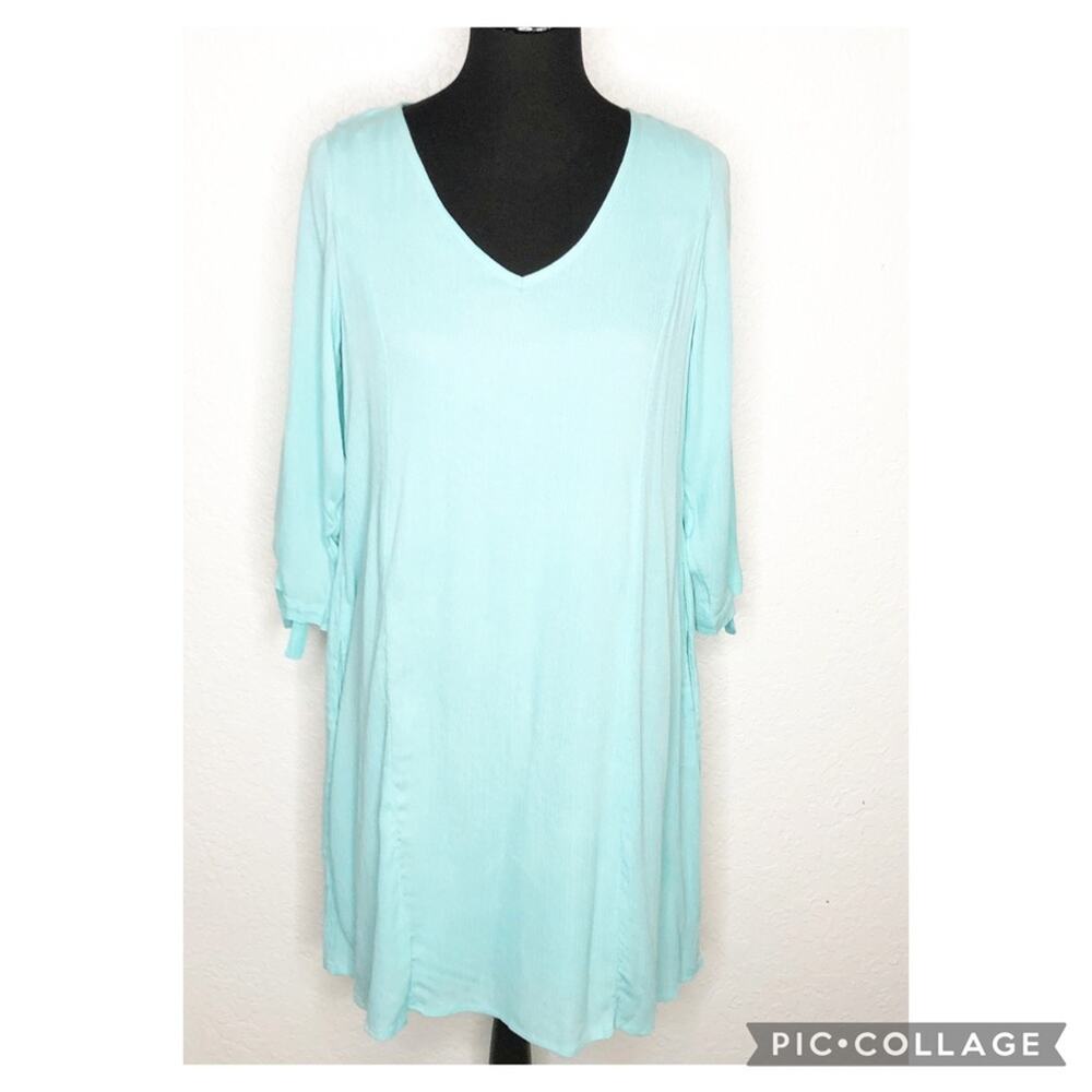 Soft Surroundings light blue cold shoulder shift dress size Petite Medium PM